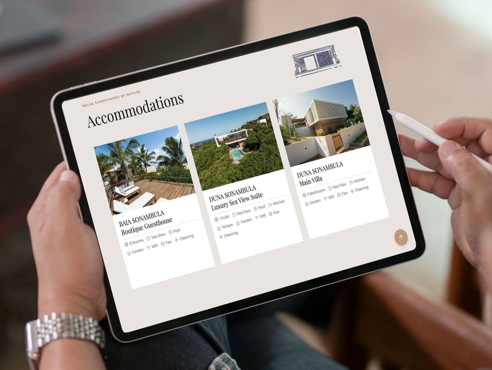 Real estate website on a tablet